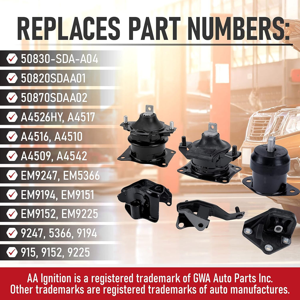 Engine Motor and Transmission Mount Set of 6 Y981427