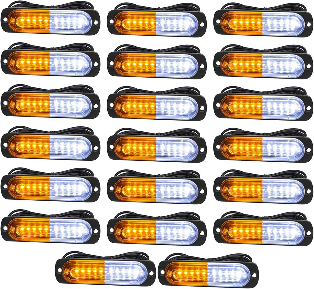 Amber/White Surface Mount Strobe Light Bar (20PCS) Pack of 2 M237