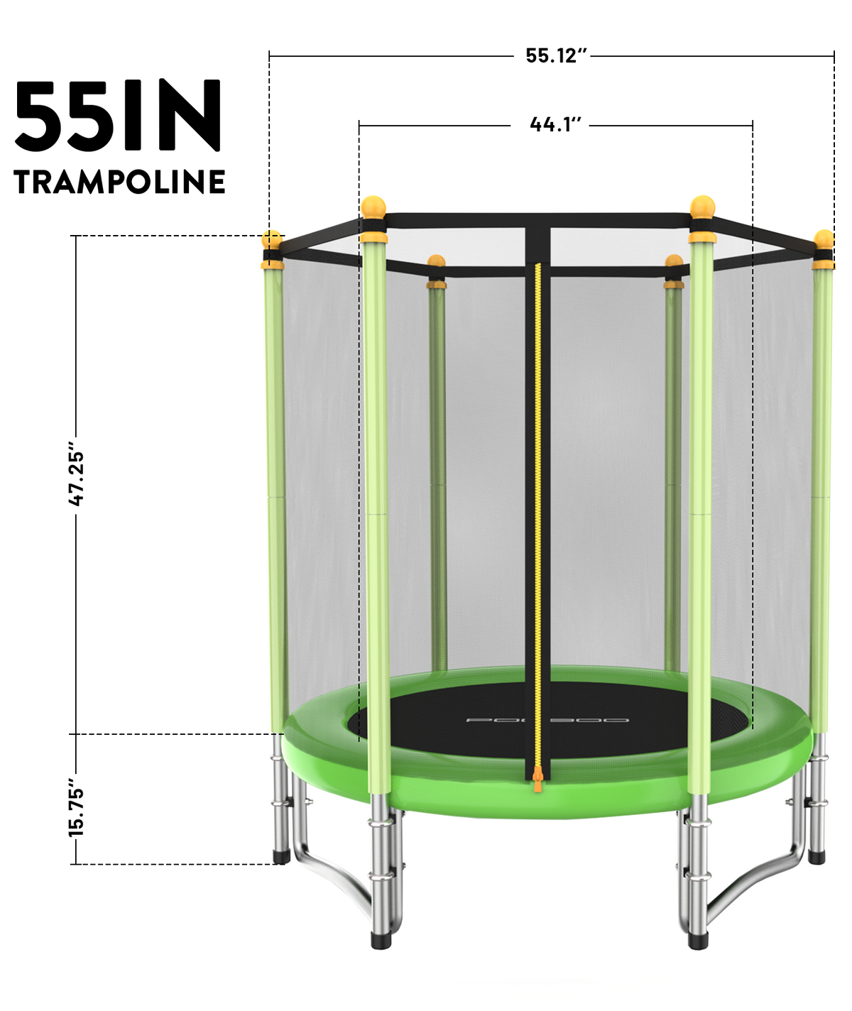 55" Kids Trampoline with Safety Enclosure Net C72555