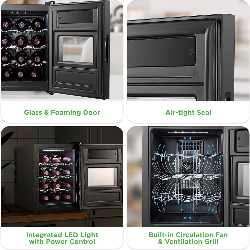 12 Bottle Black Wine Cooler F876