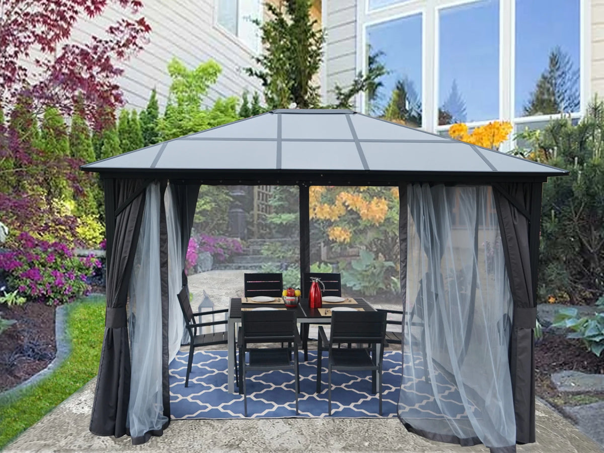 Gray Polycarbonate Aluminum Gazebo Z9039