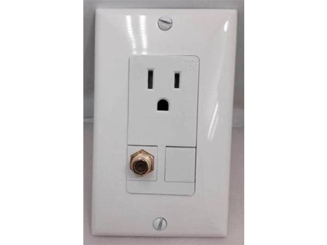 White Single Gang Wall Plate with Coax Cable TV F-Type R728678
