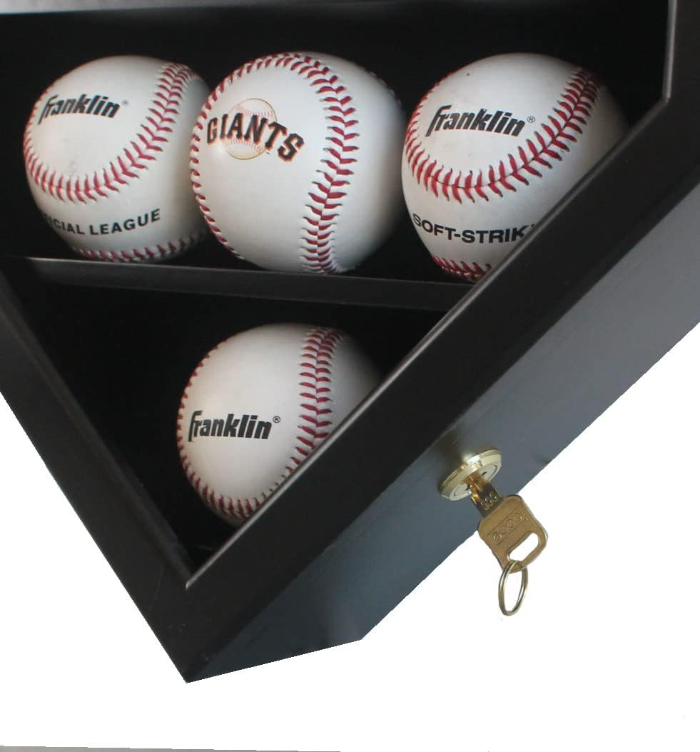 Black Baseball Display Case for 12 Balls with Gold Locks Q32298