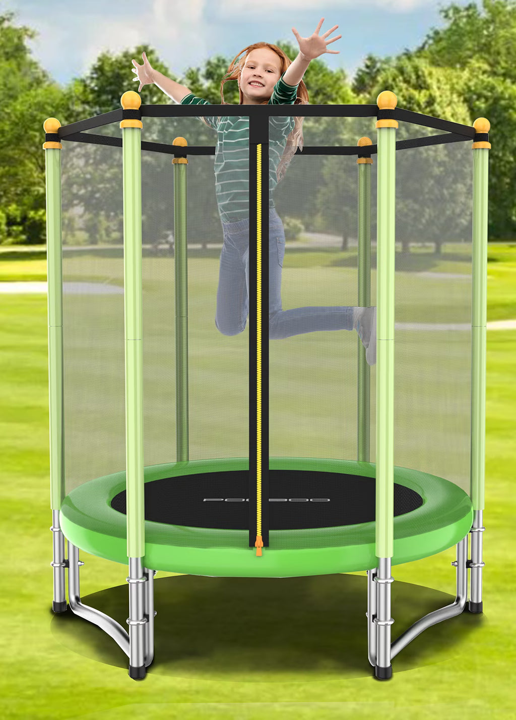 55" Kids Trampoline with Safety Enclosure Net C72555
