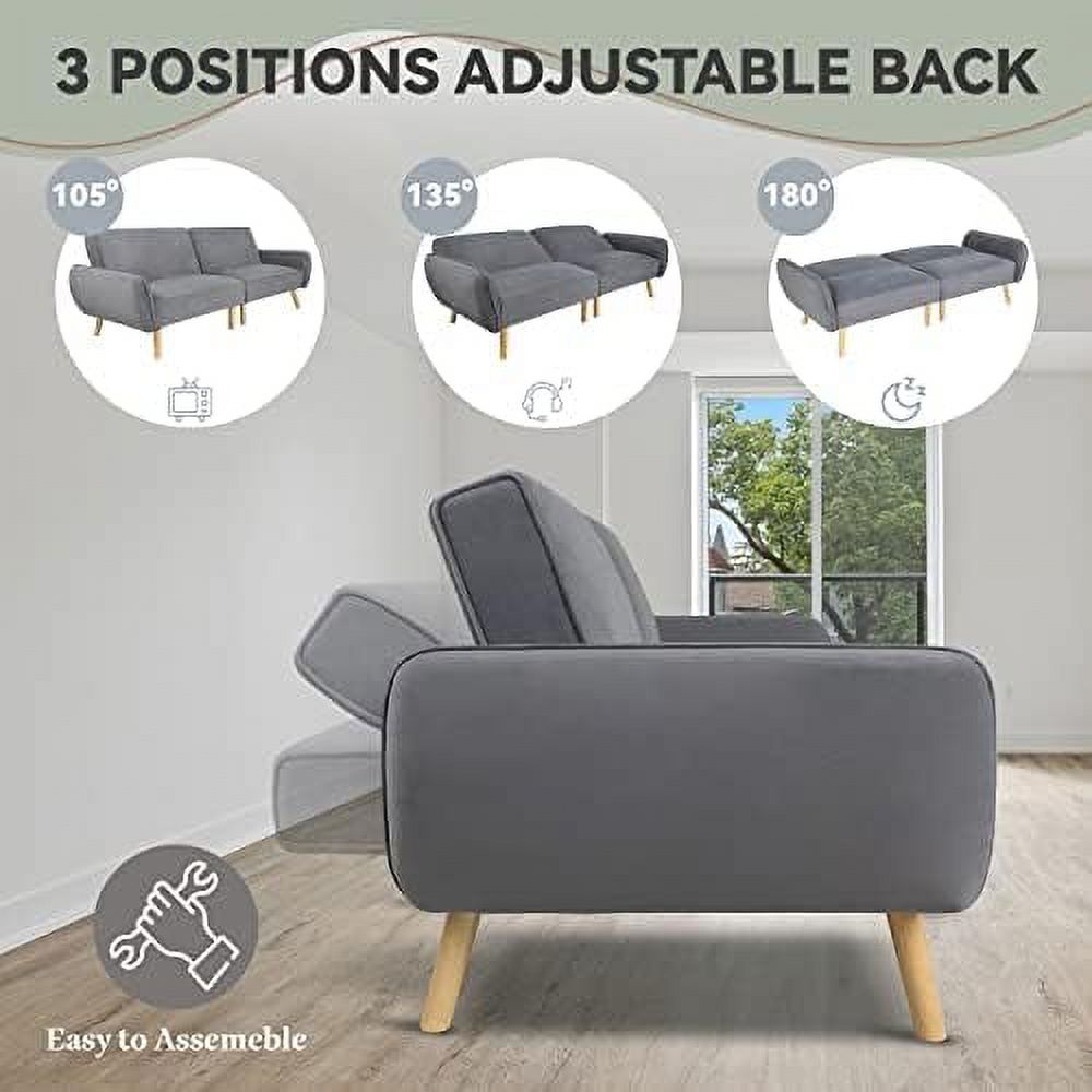 Beige Fabric 2 Seater Loveseat Sofa with Metal Frame T74106