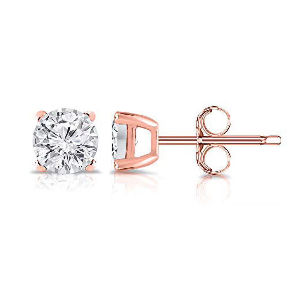 14K Rose Gold Lab Grown Diamond Stud Earrings 4-Prong Basket L83287