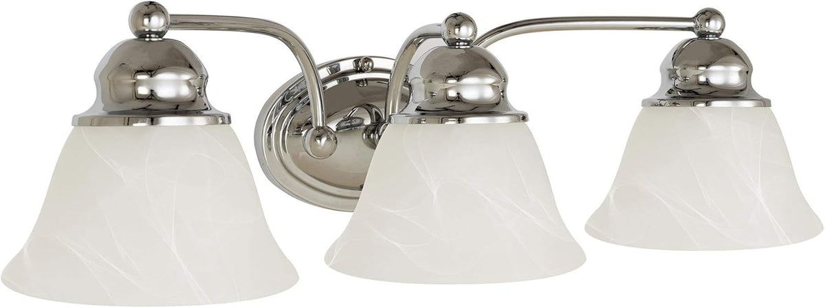 3-Light Vanity Light with Alabaster Glass, Polished Chrome P176