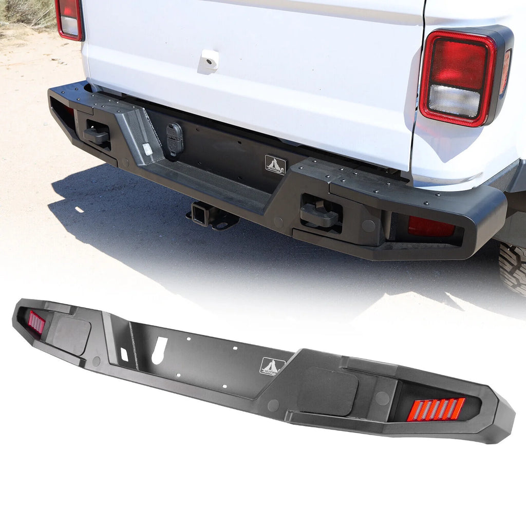 Steel Full Width Rear Bumper with 2 LED Lights D702