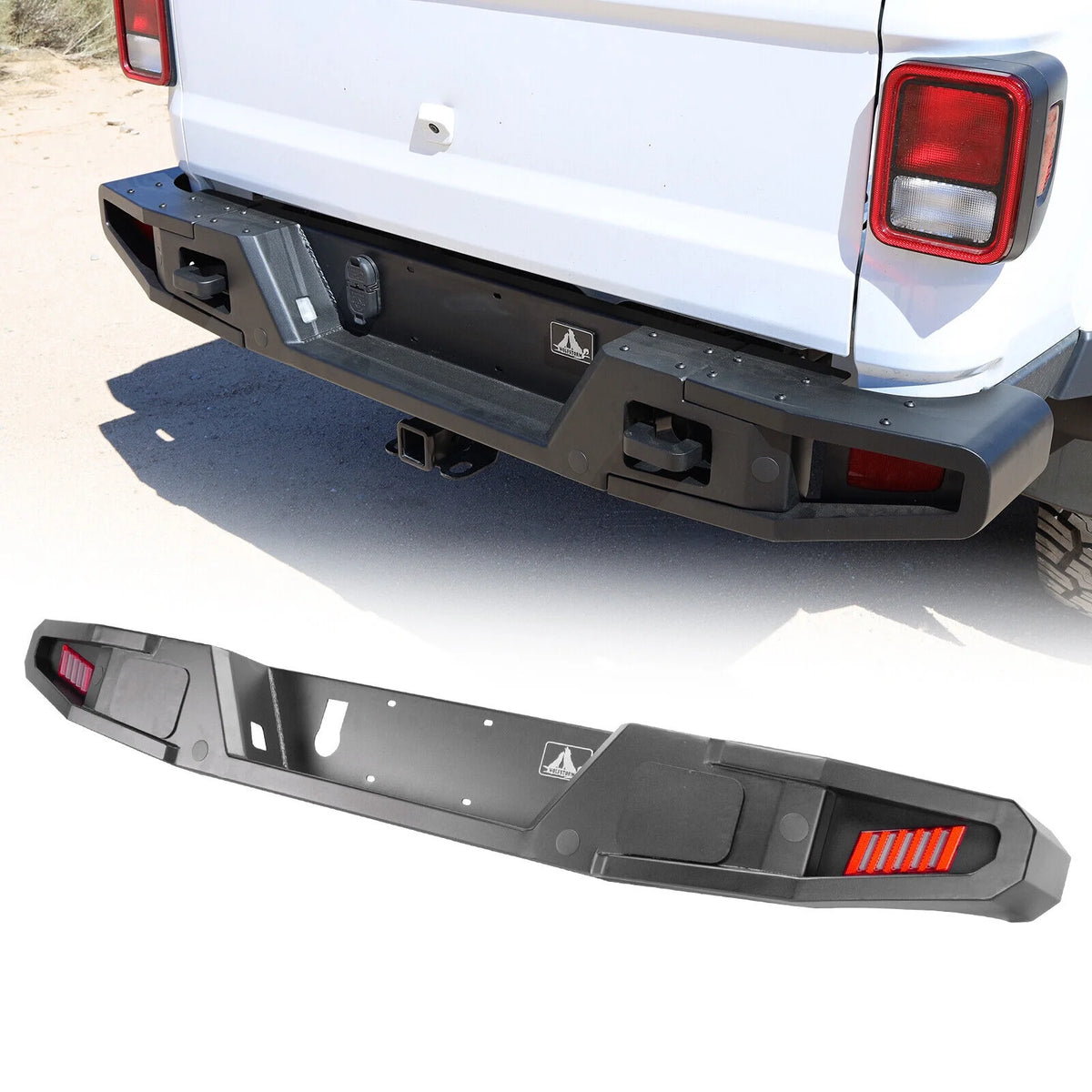 Steel Full Width Rear Bumper with 2 LED Lights D702