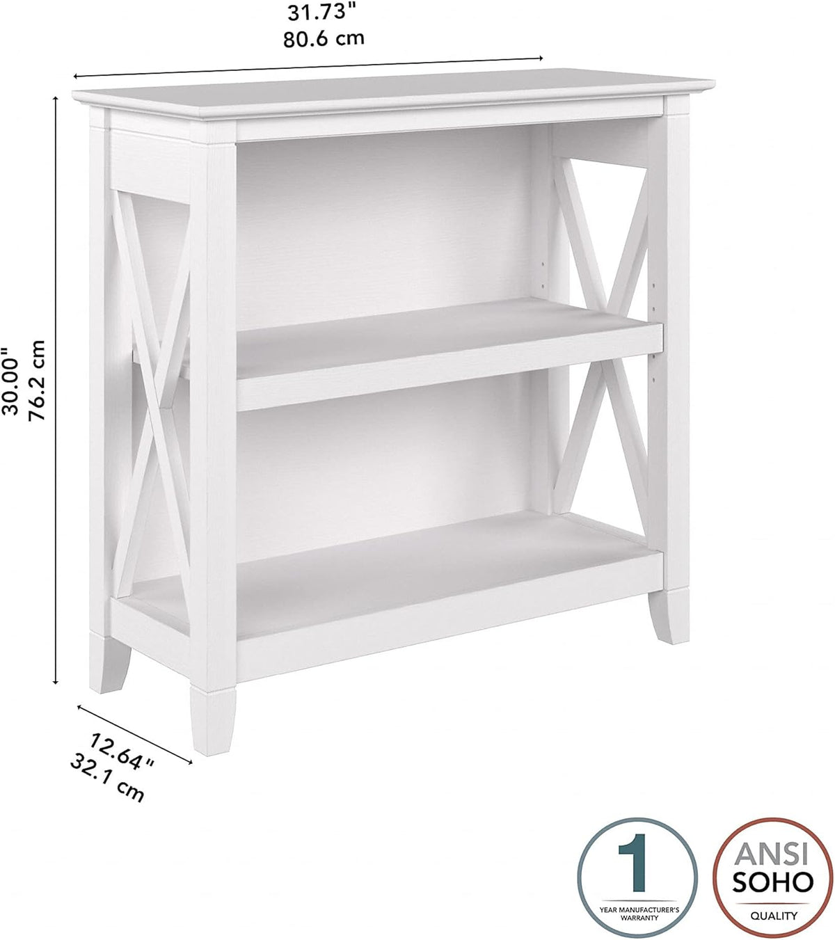 Pure White Oak 2 Shelf Bookcase V52691