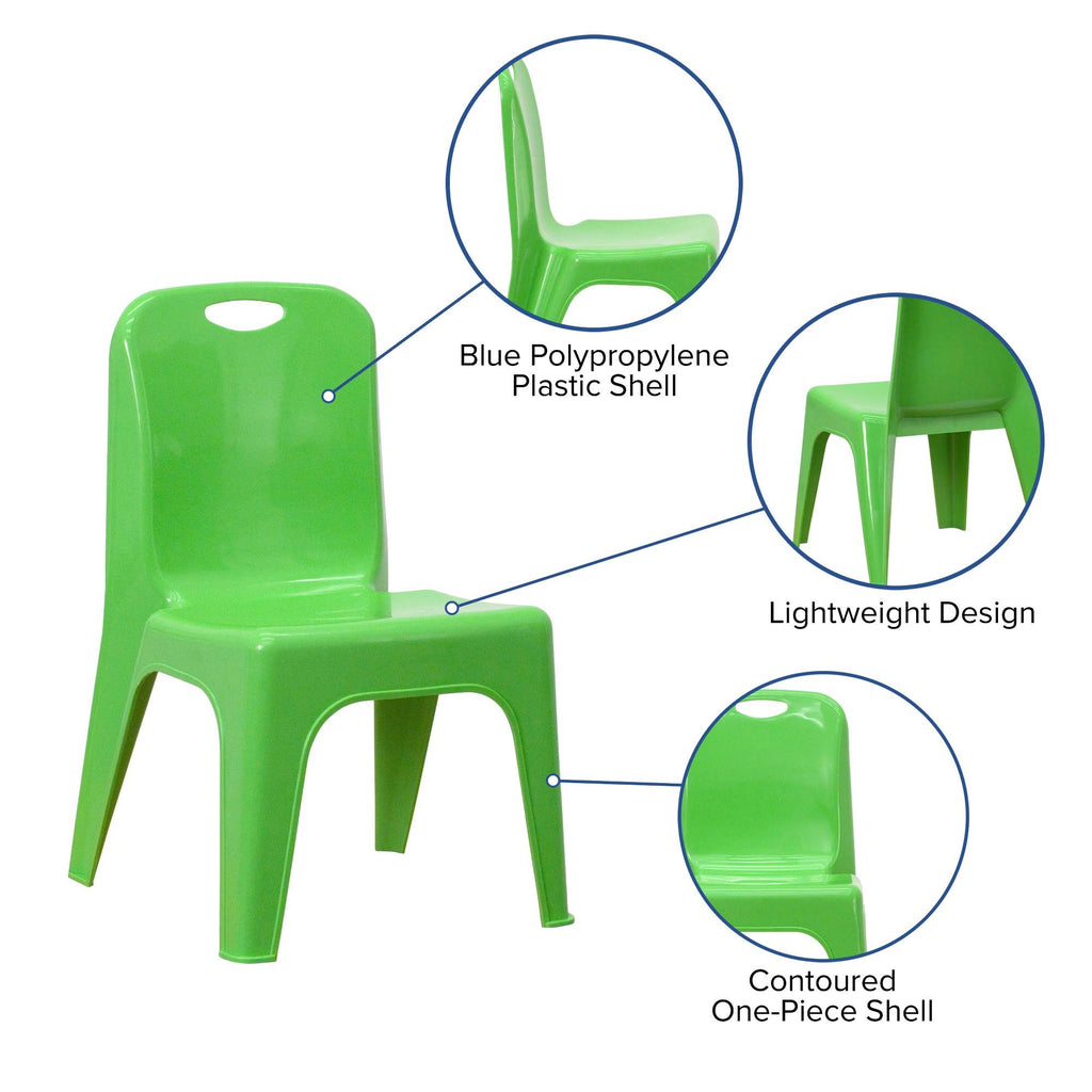 Green Plastic Stackable School Chair with Carrying Handle U591646