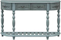 White Retro Curved Console Table with 2 Top Drawers and Solid Wooden Frame K302
