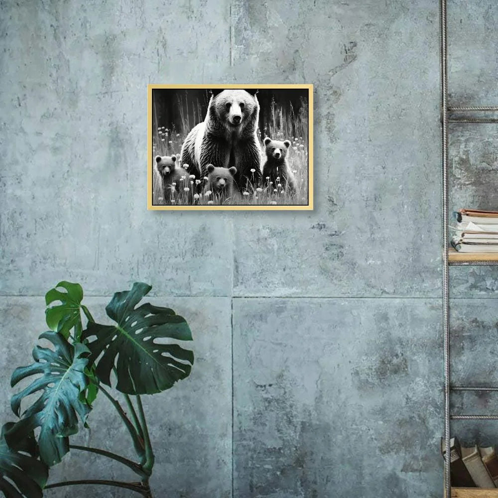 Black and White Grizzly Bear Canvas Print Wall Art 16x12in/20x16in G1277
