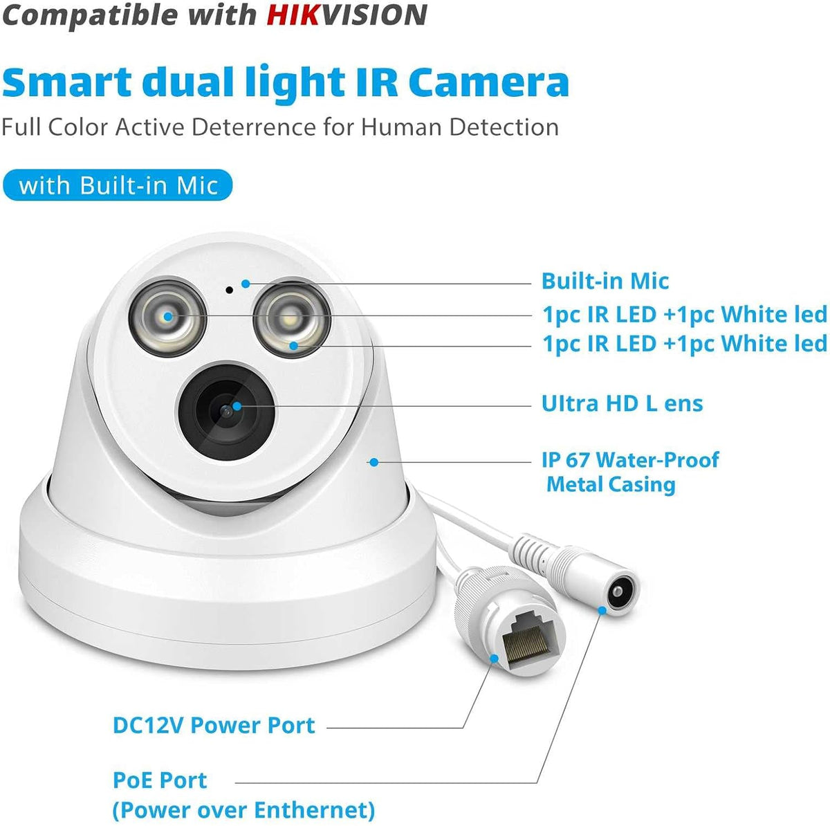 4K/8MP Outdoor PoE IP Camera with 2.8mm Lens, IP67, WDR R33400
