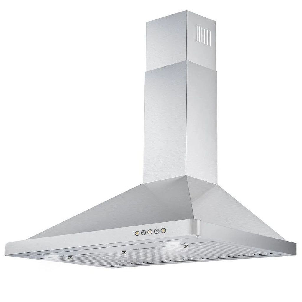 36 Inch Wall Mount Range Hood with Push Control, Stainless Steel S2637