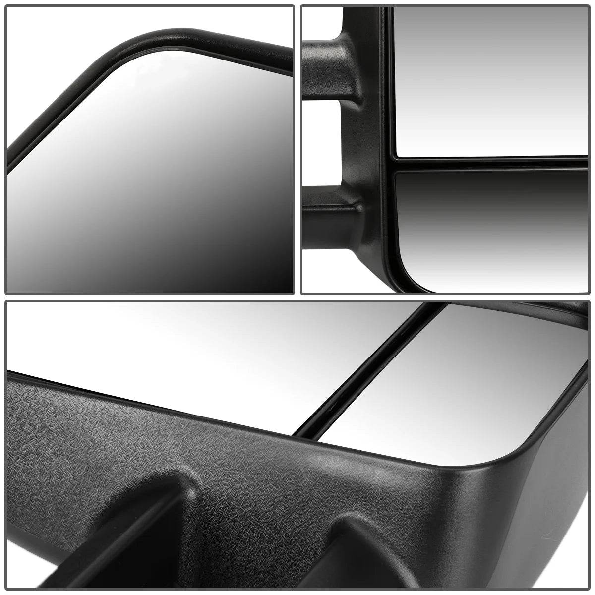 Pair of Black Textured Telescoping Manual Side Towing Mirrors O100163