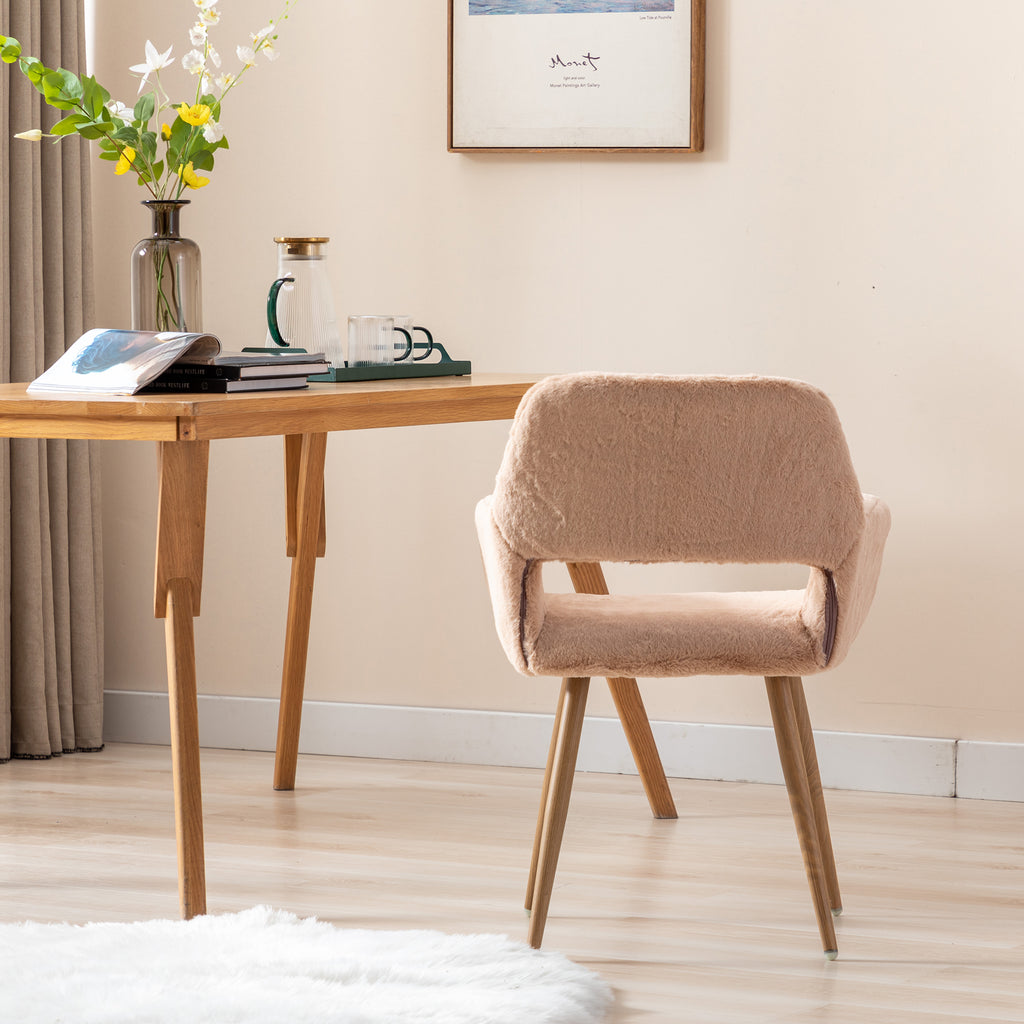 Faux Fur Dining Chairs with Solid Steel Leg Q329771