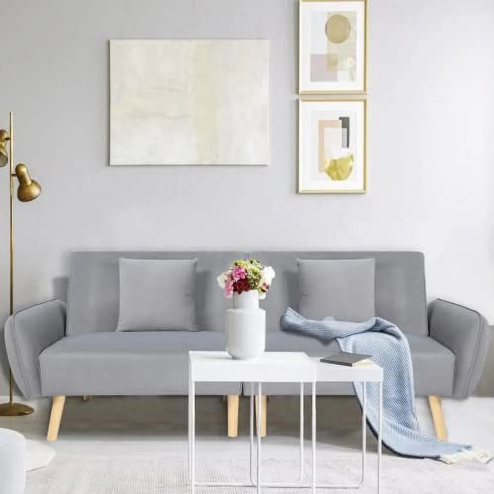 Beige Fabric 2 Seater Loveseat Sofa with Metal Frame T74106