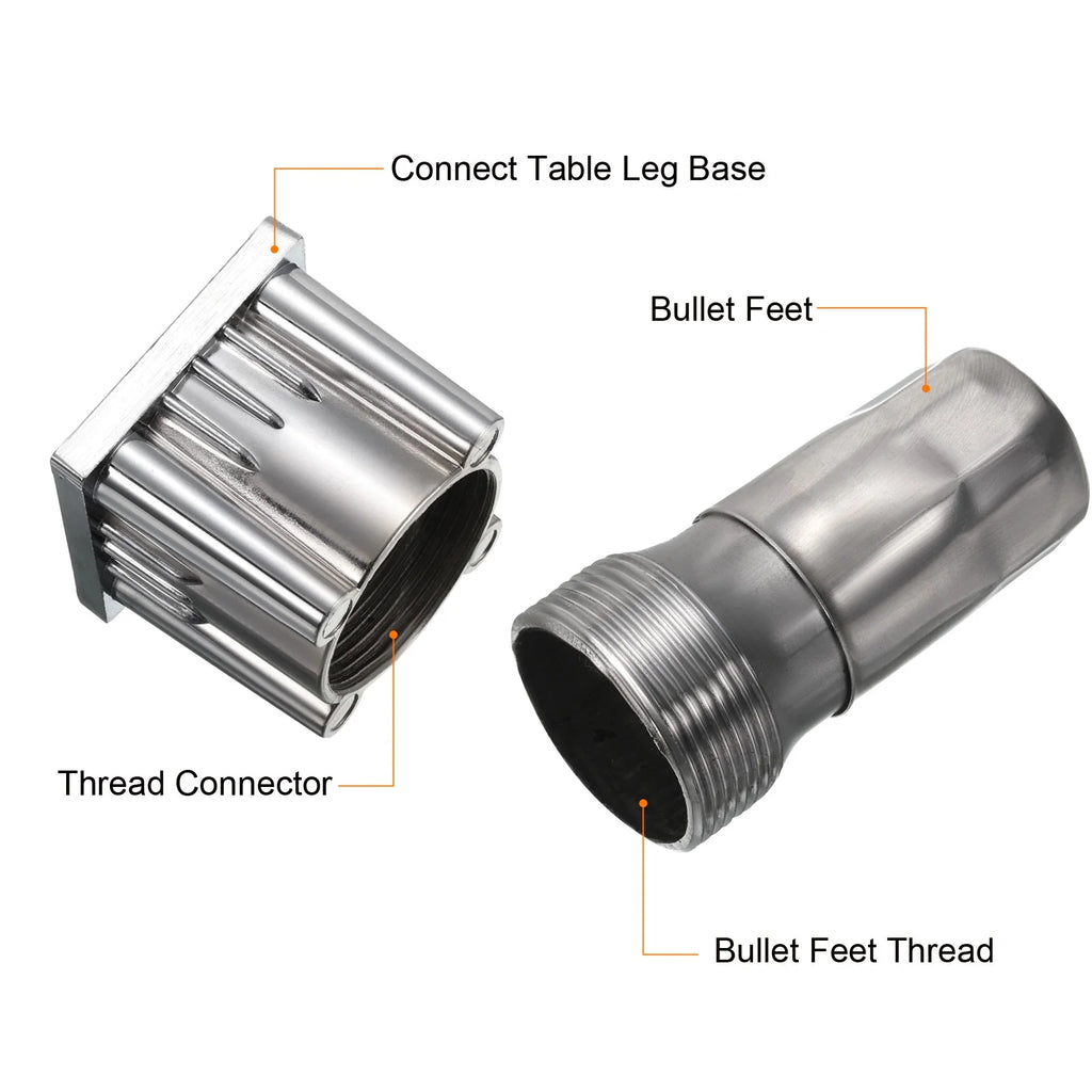 4.1" Stainless Steel Table Legs for 2" Square Tubing, Set of 4 R63099