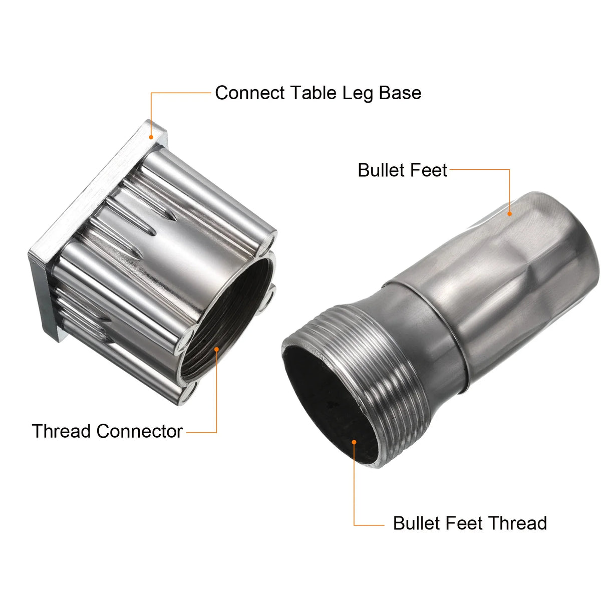 4.1" Stainless Steel Table Legs for 2" Square Tubing, Set of 4 R63099