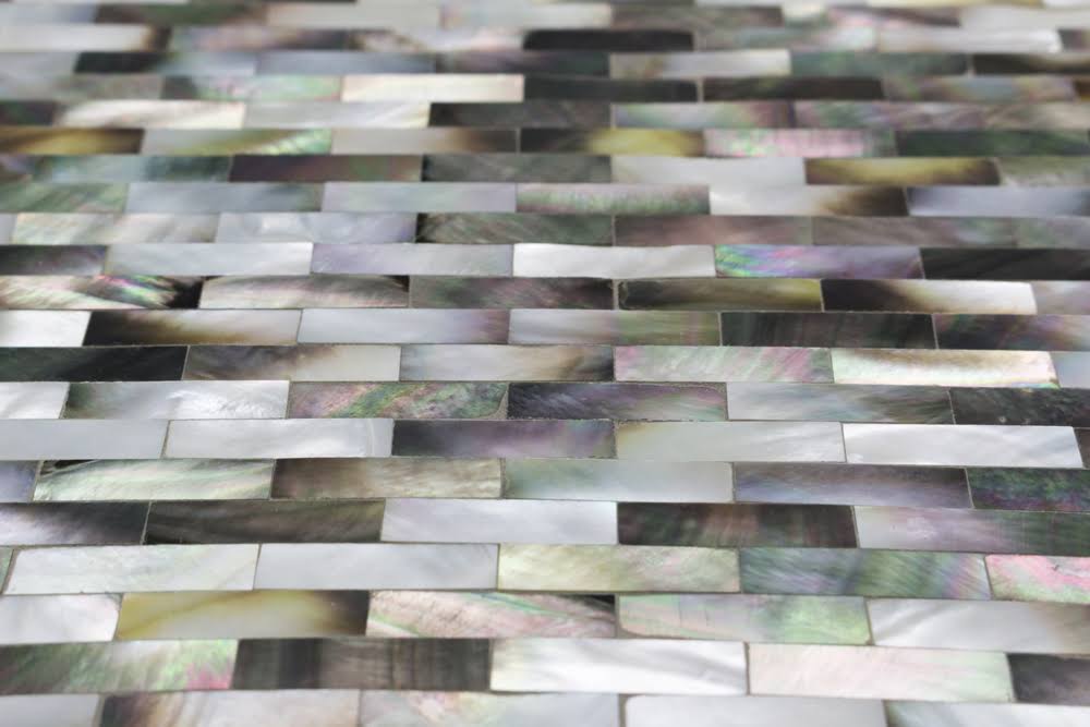 Black/Gray/Pearl Seashell Splitface Tile Sample L137911