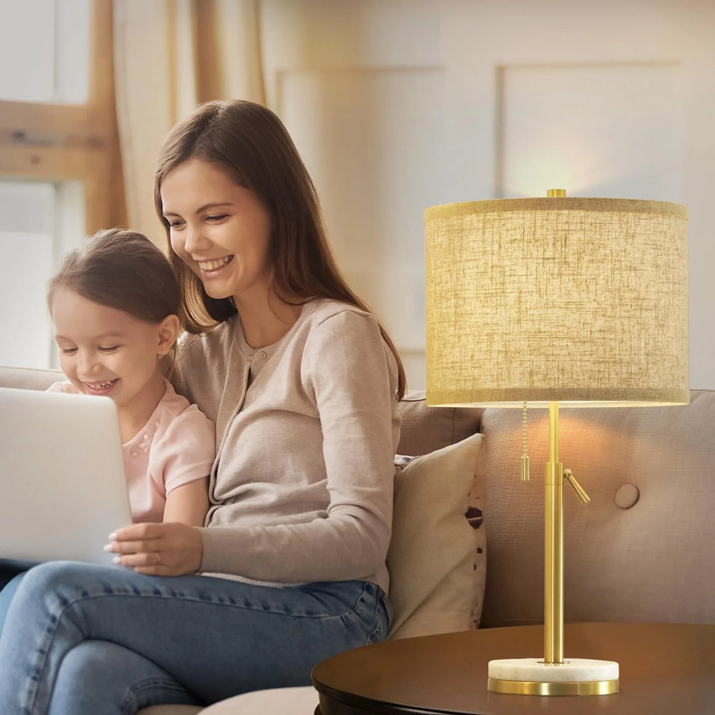 Marble Table Lamps Set of 2 with Pull Chain P156