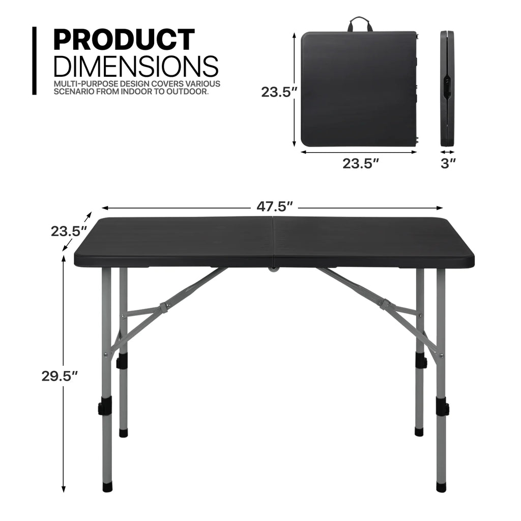 10 Pieces Plastic Folding Card Table with Carrying Handle, Black C35160