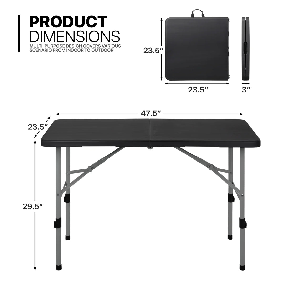 10 Pieces Plastic Folding Card Table with Carrying Handle, Black C35160