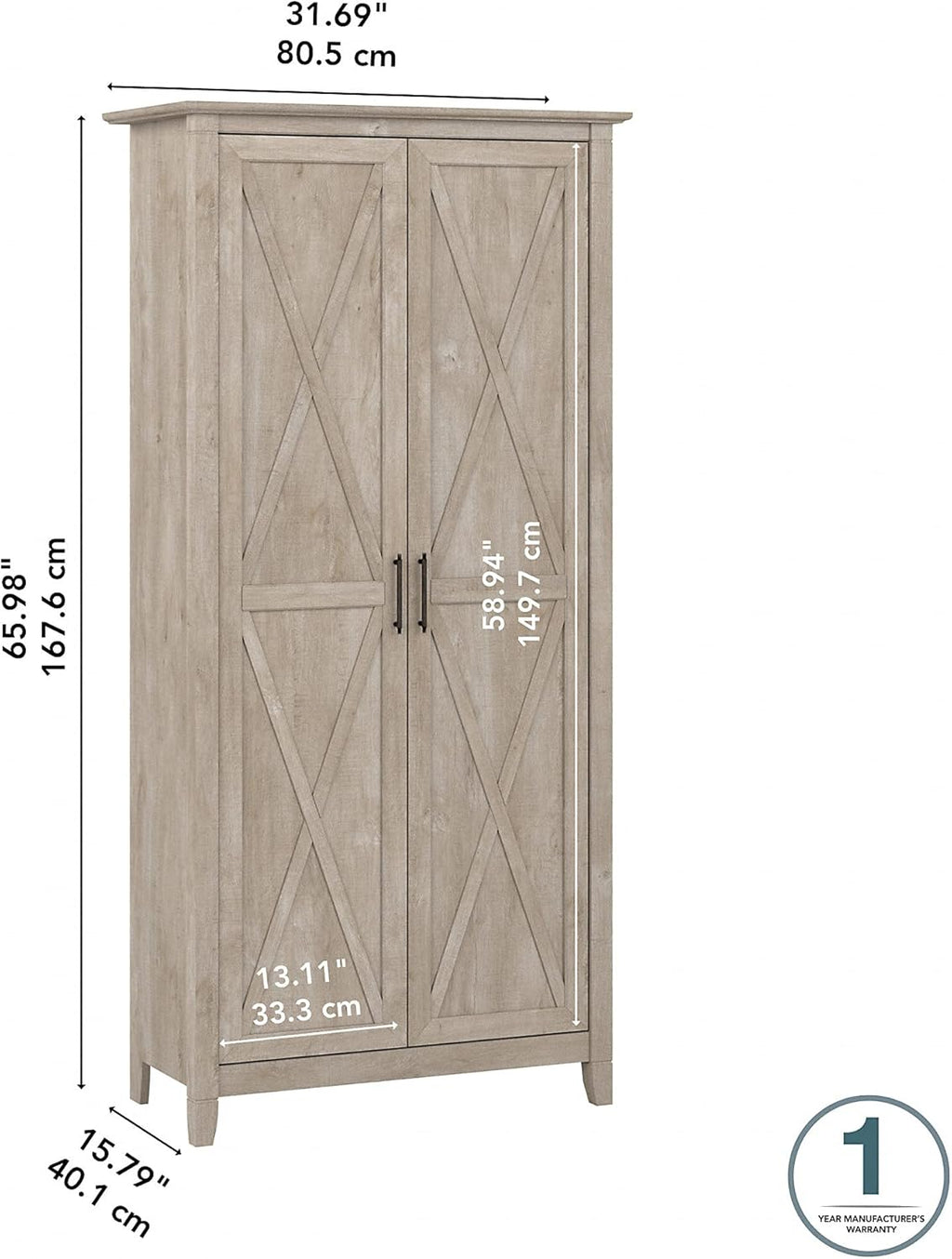 Washed Gray Tall Storage Cabinet with Doors P684148
