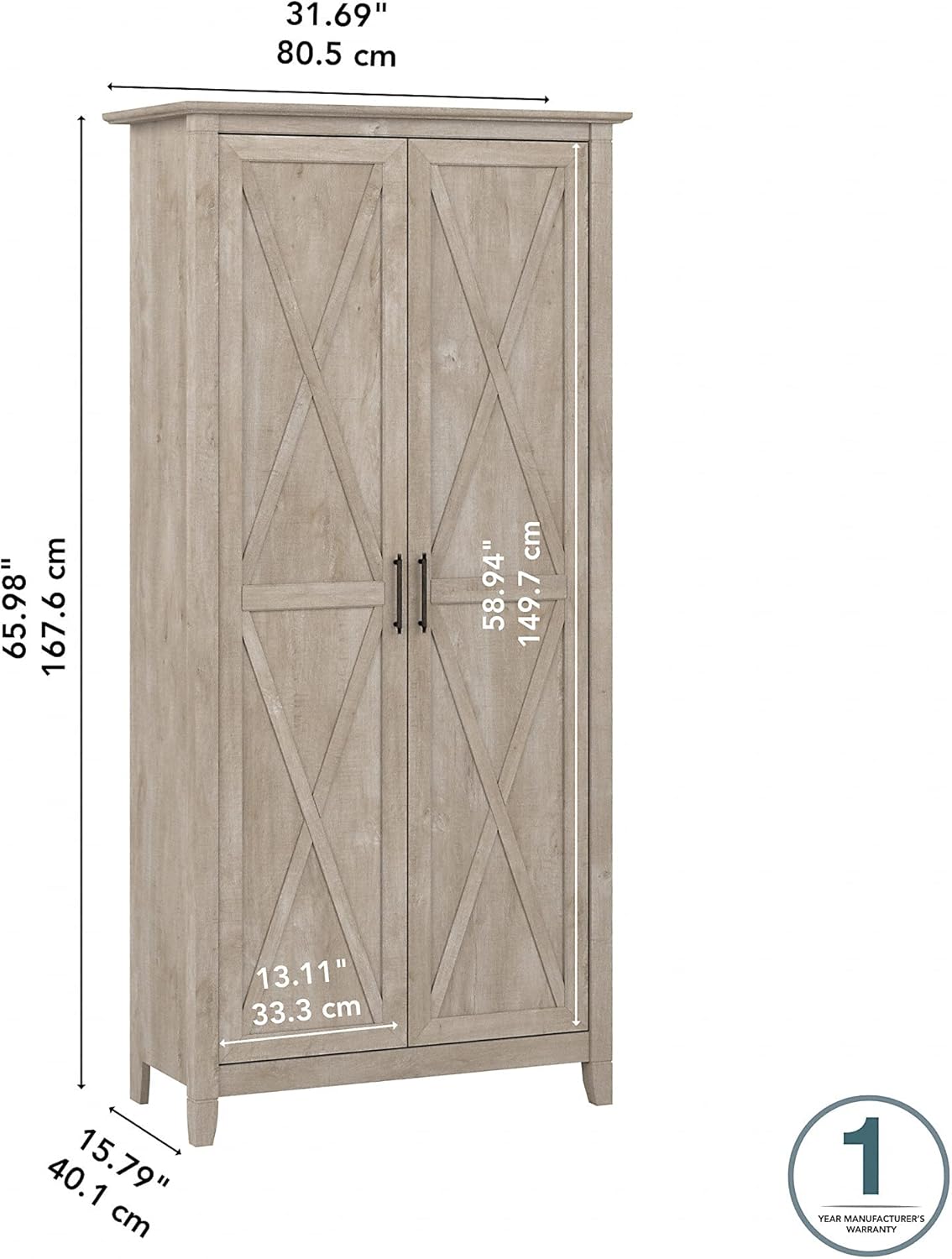 Washed Gray Tall Storage Cabinet with Doors P684148