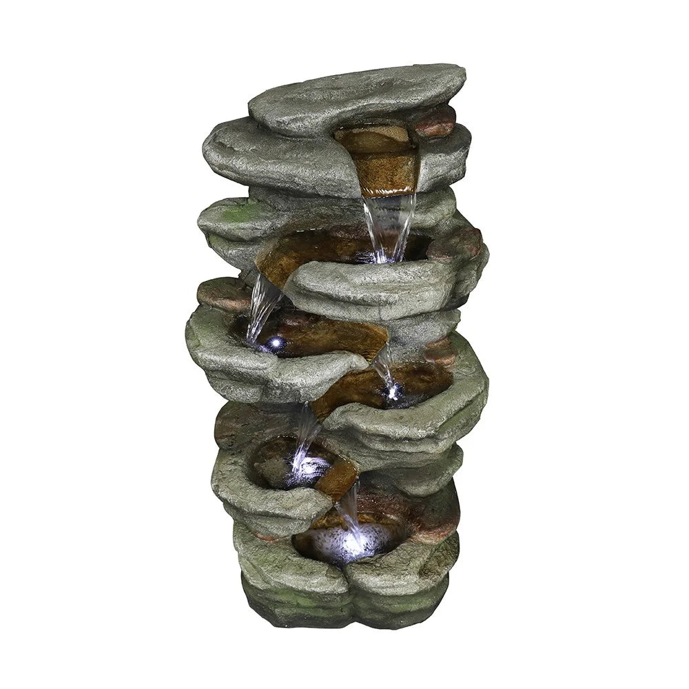 5-Tier Rock Water Fountain with LED T142