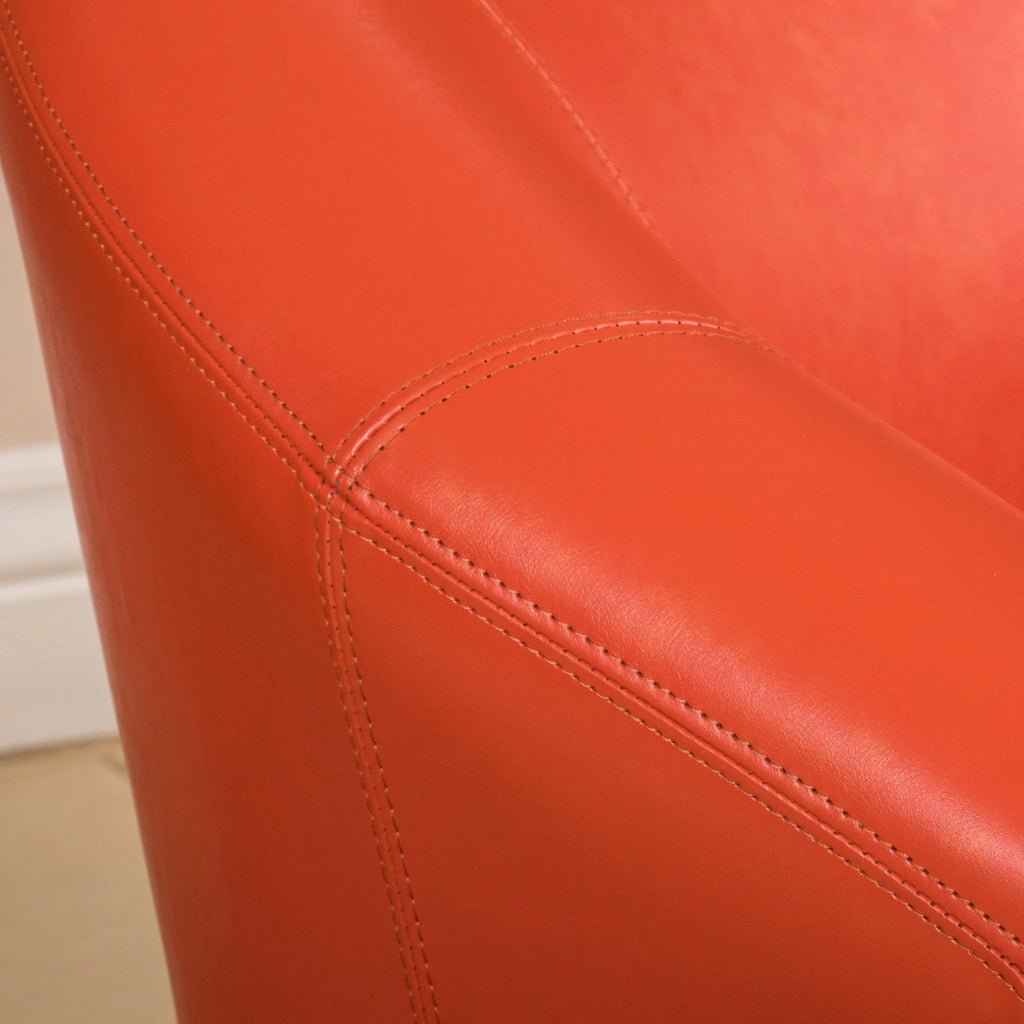 Orange and Dark Brown Bonded Leather Club Chair Q278
