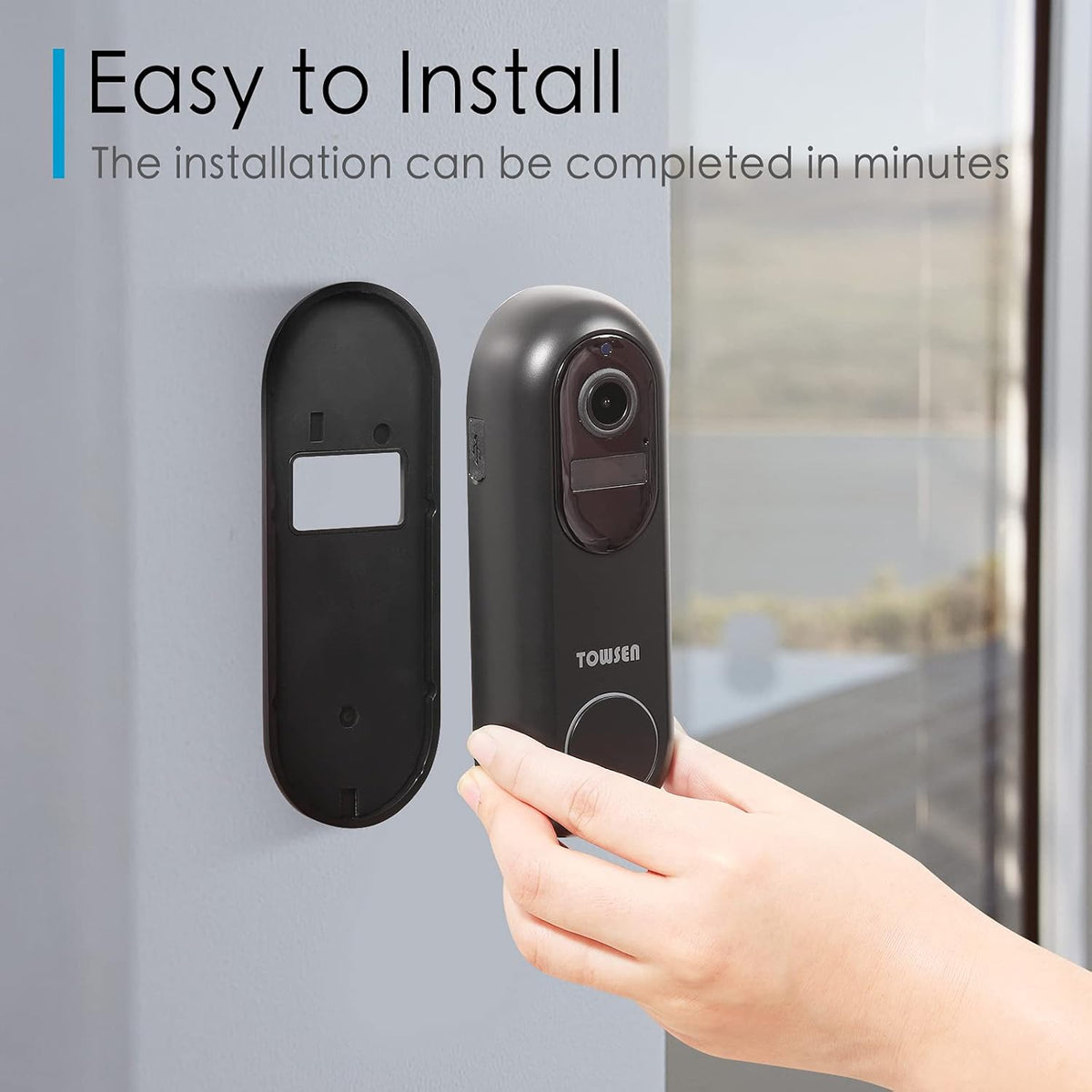 Video Doorbell Camera, 1080P Wireless Home Security Camera with Chime, Night Vision P7160