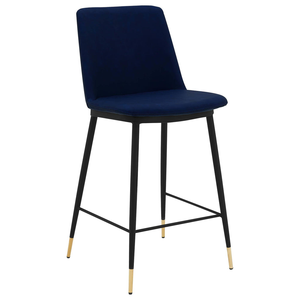 Blue Faux Leather Metal Counter Height Bar Stool S4859