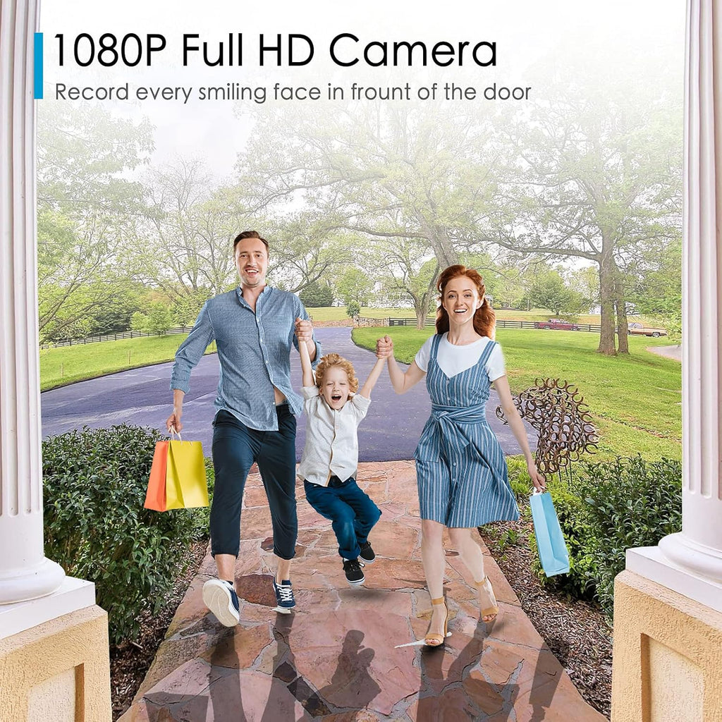 Video Doorbell Camera, 1080P Wireless Home Security Camera with Chime, Night Vision P7160