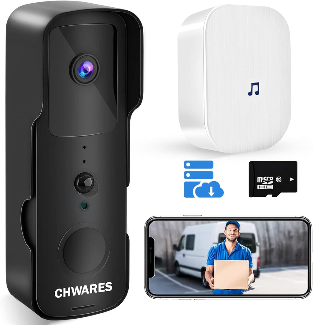 White Wireless WiFi Video Doorbell Camera with Chime I180956
