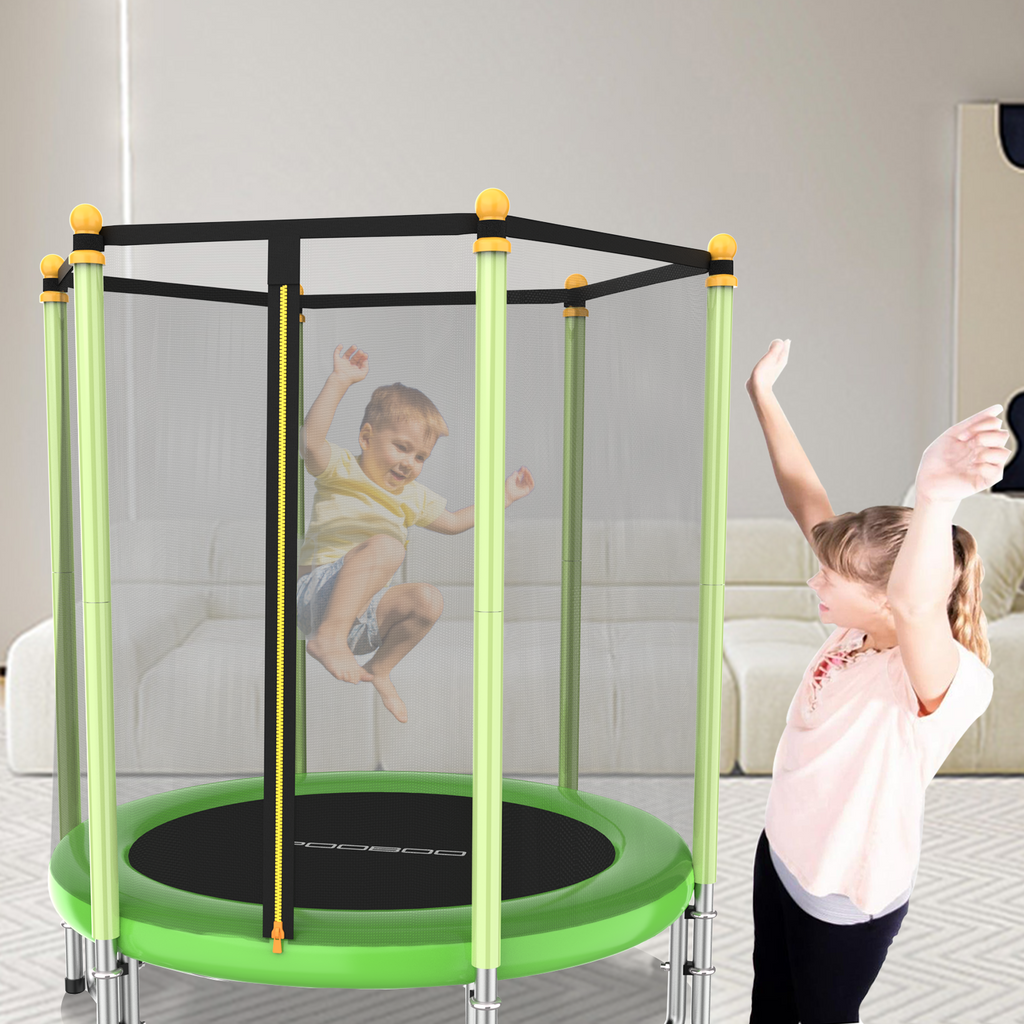 55" Kids Trampoline with Safety Enclosure Net C72555