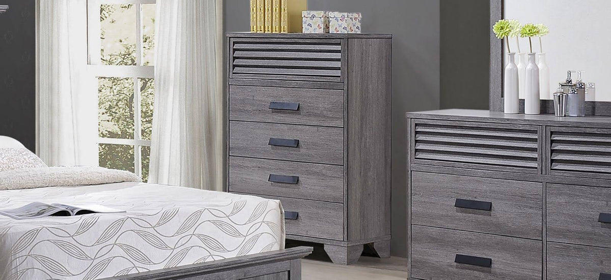 Weathered Grey 5 Drawers Chest T985725