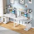 94.5 Inches Double Desk with Hutch and Storage Shelves I996221