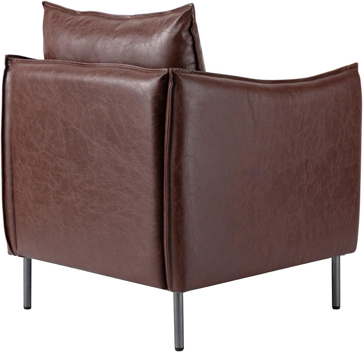 Brown Faux Leather Armchair with Moveable Cushion Y761370