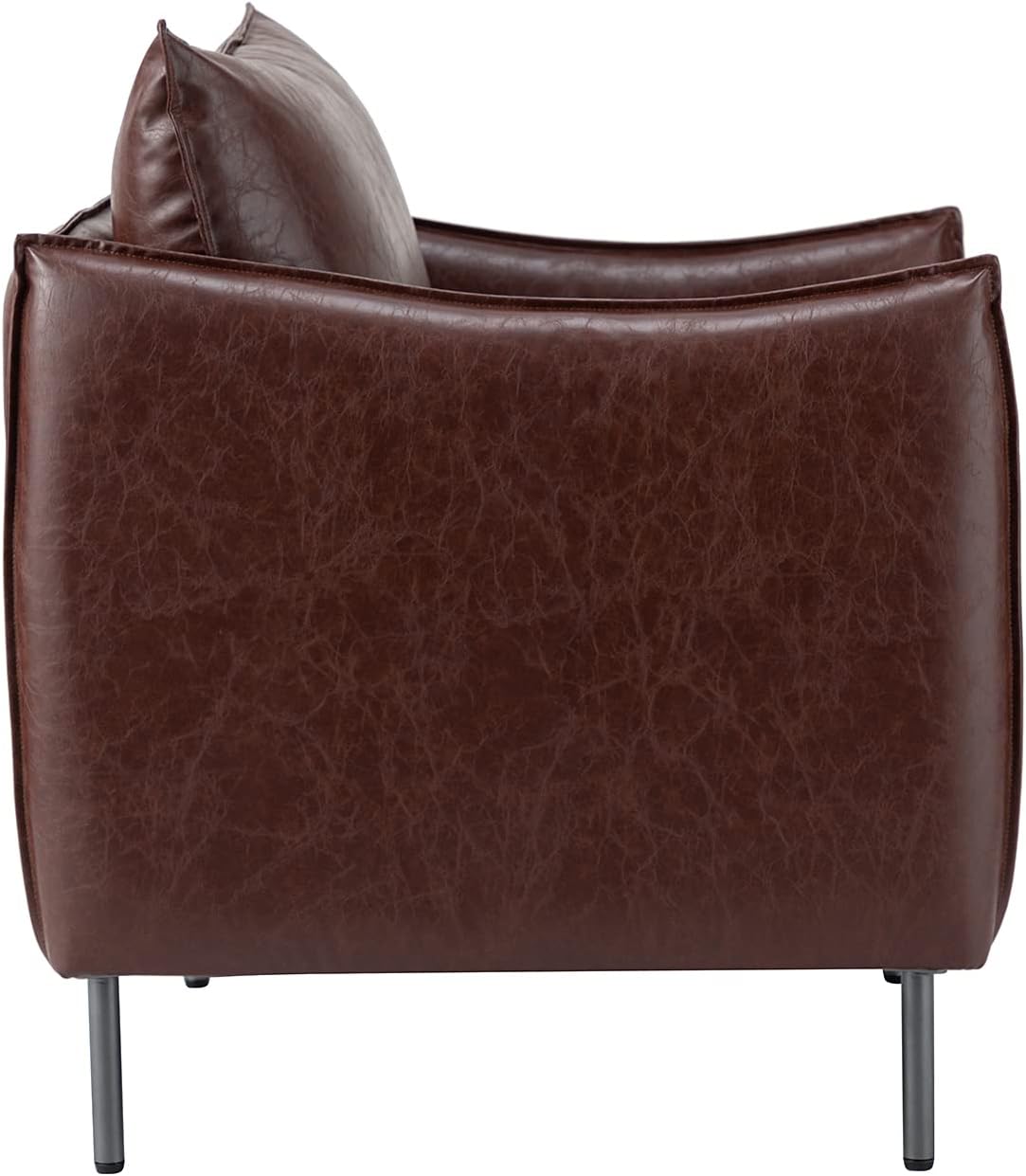 Brown Faux Leather Armchair with Moveable Cushion Y761370