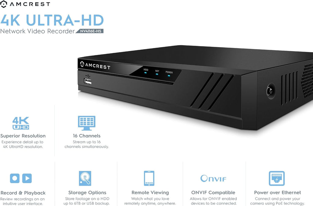 4K 16CH Network Video Recorder with 8-Port PoE F88035
