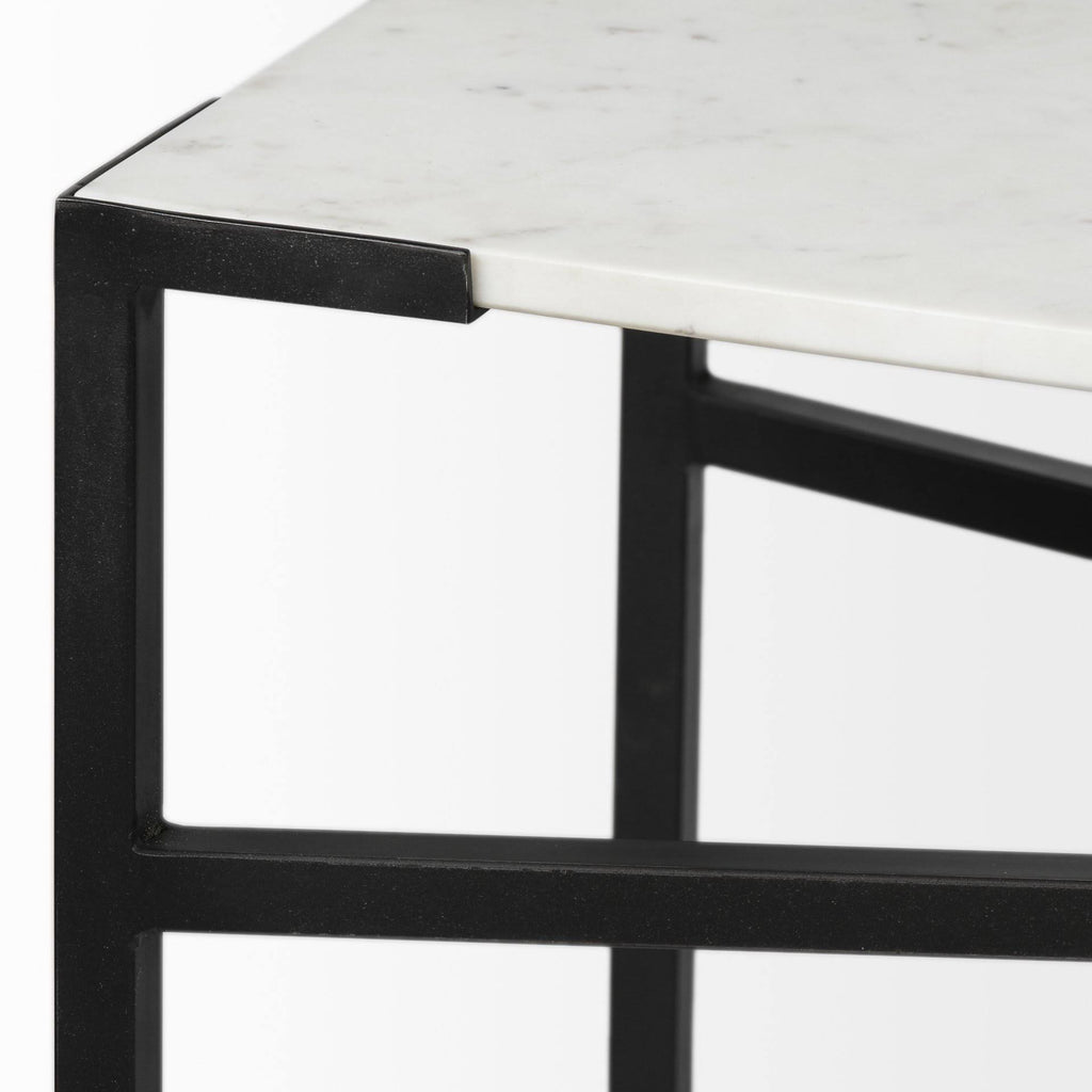 White Marble Top Black Metal Frame Console Table Z438