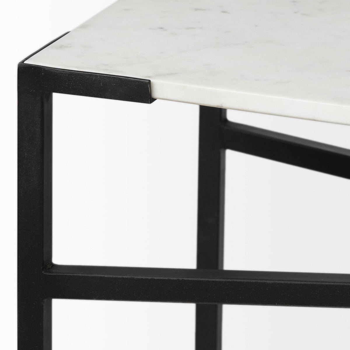 White Marble Top Black Metal Frame Console Table Z438