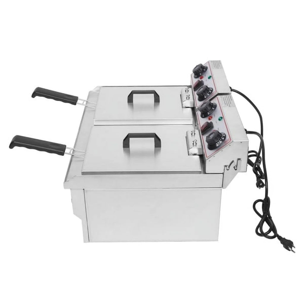 16.9QT / 16L Total Capacity Stainless Steel Faucet Double Tank Deep Fryer Y192527