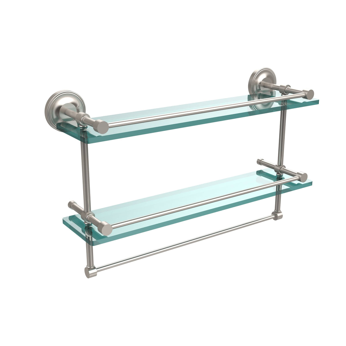 Polished Brass Double Glass Shelf with Towel Bar L999638