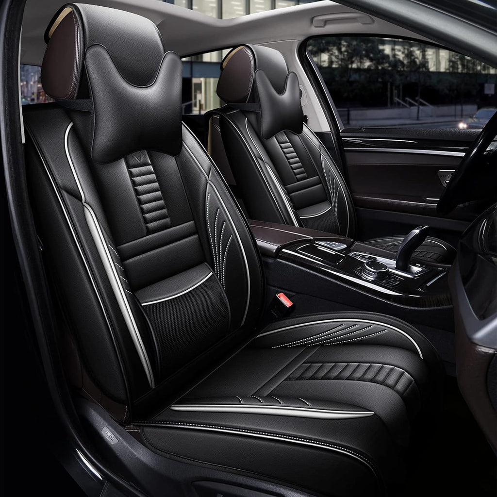 Grey Leather Car Seat Cover 2 Pcs A1624