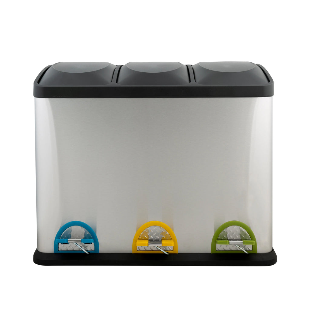 45 Liter 3 Compartment Stainless Recycle Bin I8951