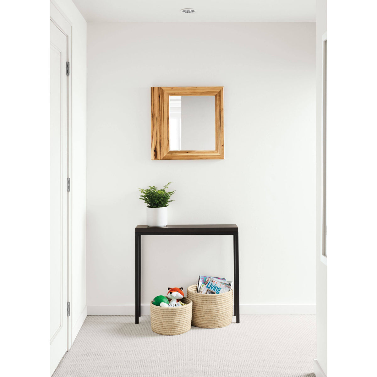 Clear Tempered Glass Console Table with Ocean Blue Base I994