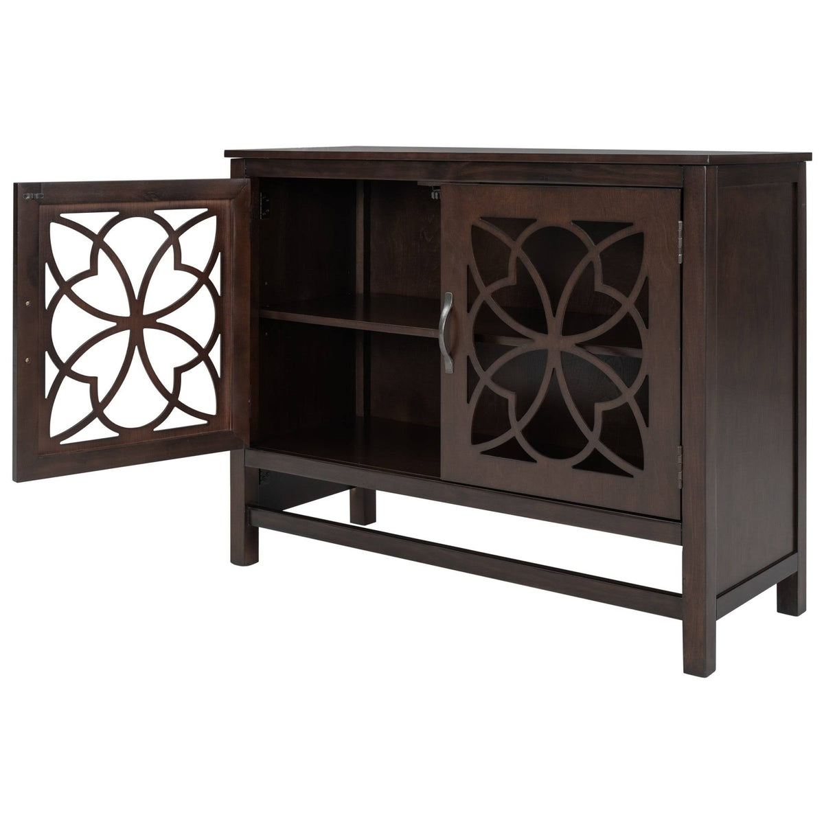 Brown Navy Blue Wood Accent Sideboard Storage Cabinet with Doors U6016